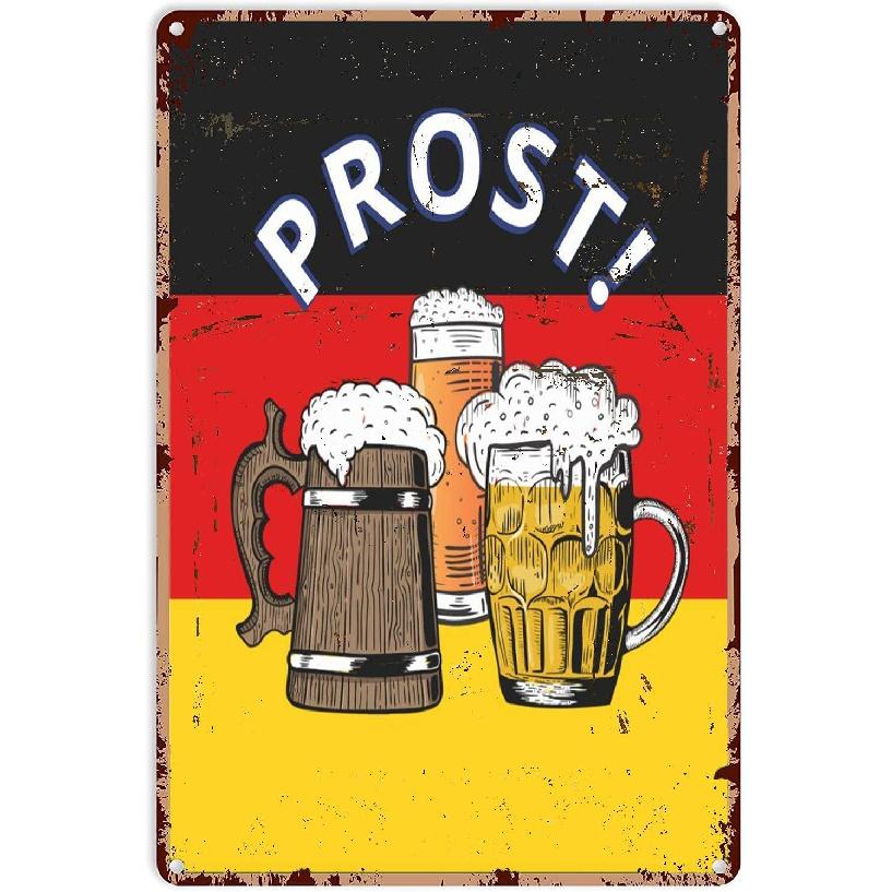 Mocozim Beer Decor Party Patriotic German Beer Metal Sign Decor Tin Aluminum Sign Wall Art Metal Poster for Man Cave Bar Garage 12x8 Inch, 8X12 Inch