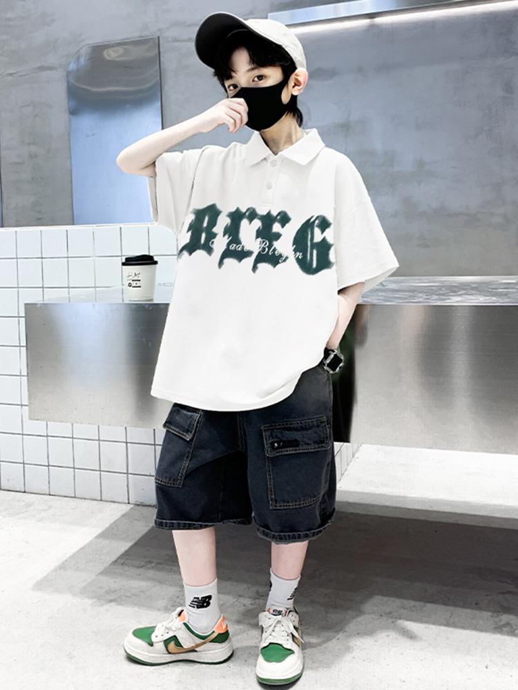 Boys' short sleeved T-shirt polo shirt summer clothes 2026 new summer half sleeved boys' big children's top T