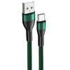 Câble USB-C 3A Nylon Charge Rapide pour Xiaomi Redmi 14C 13C, Redmi Note 13 14 4G-5G, Note 13 Pro Plus 5G - 1M Vert