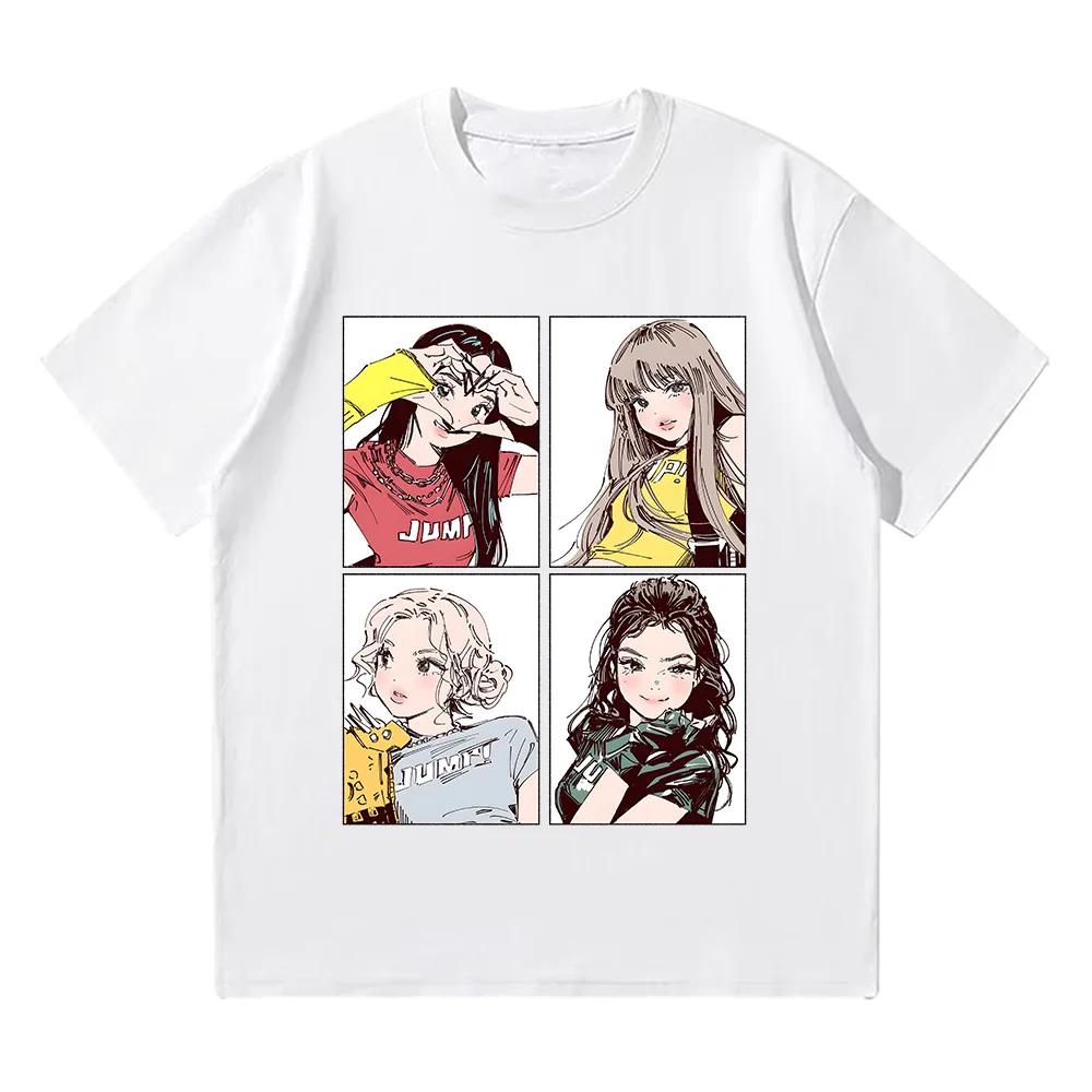 Kpop BP Прыжок 2026 Футболки Розовые Одежда для Девочек из Группы Аниме Графические Футболки Мода Харадзюку Кавайная Футболка Женская Одежда Y2K