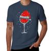 Christmas Wine Glass Snowflakes Santa Hat Red Wine Tshirt Fashion Simple Casual Tee Shirt Tshirt