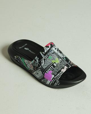 Шлепанцы с принтом 25378 36 черный кожа