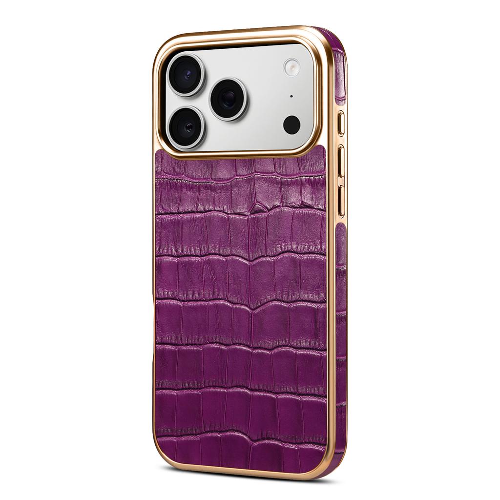Чехол Denior для iPhone17ProMax с узором под аллигатора 16Plus Кожаный Air Phone Case 13Pro