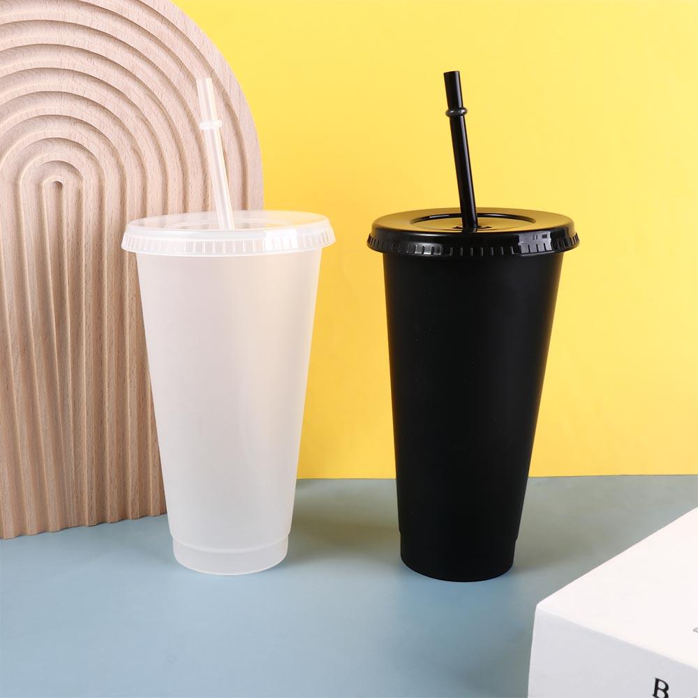 with Lid Straw Cup Food Grade PP Plastic Drinks Cup Drinkware Water Cup Coffee