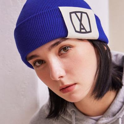 VARZAR VA Квадратная Шапка Бини с Большим Логотипом Синяя