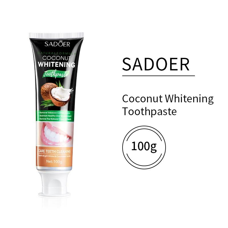 Зубная паста Sadoer Coconut Mint Bamboo Charcoal VC Whitening очищает от зубного камня, ухаживает за деснами и освежает полость рта.