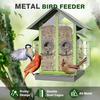 Birds Feeder for Outdoors Hanging Metal Mix Seeds Feeder with Double Suet Cage Outside Wild Birds Feeder for Garden Backyard Decor