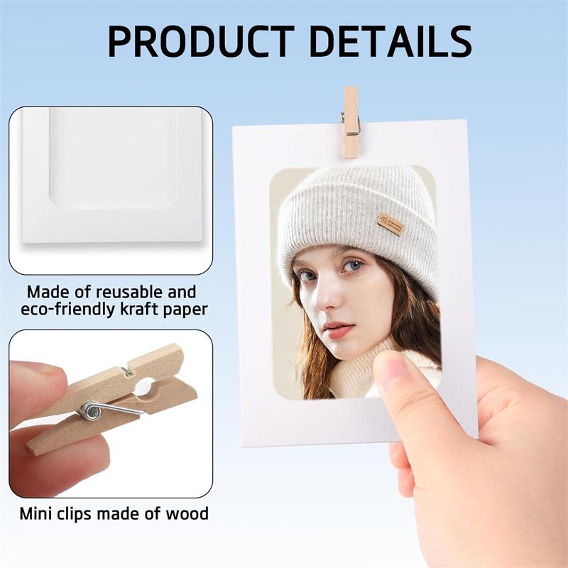 20 шт. бумажные фоторамки Ярко-белые рамки для фотографий «сделай сам», креативные подвески внутри диафрагмы, соответствующие изображению 6х4, с веревкой и мини-зажимом для дерева