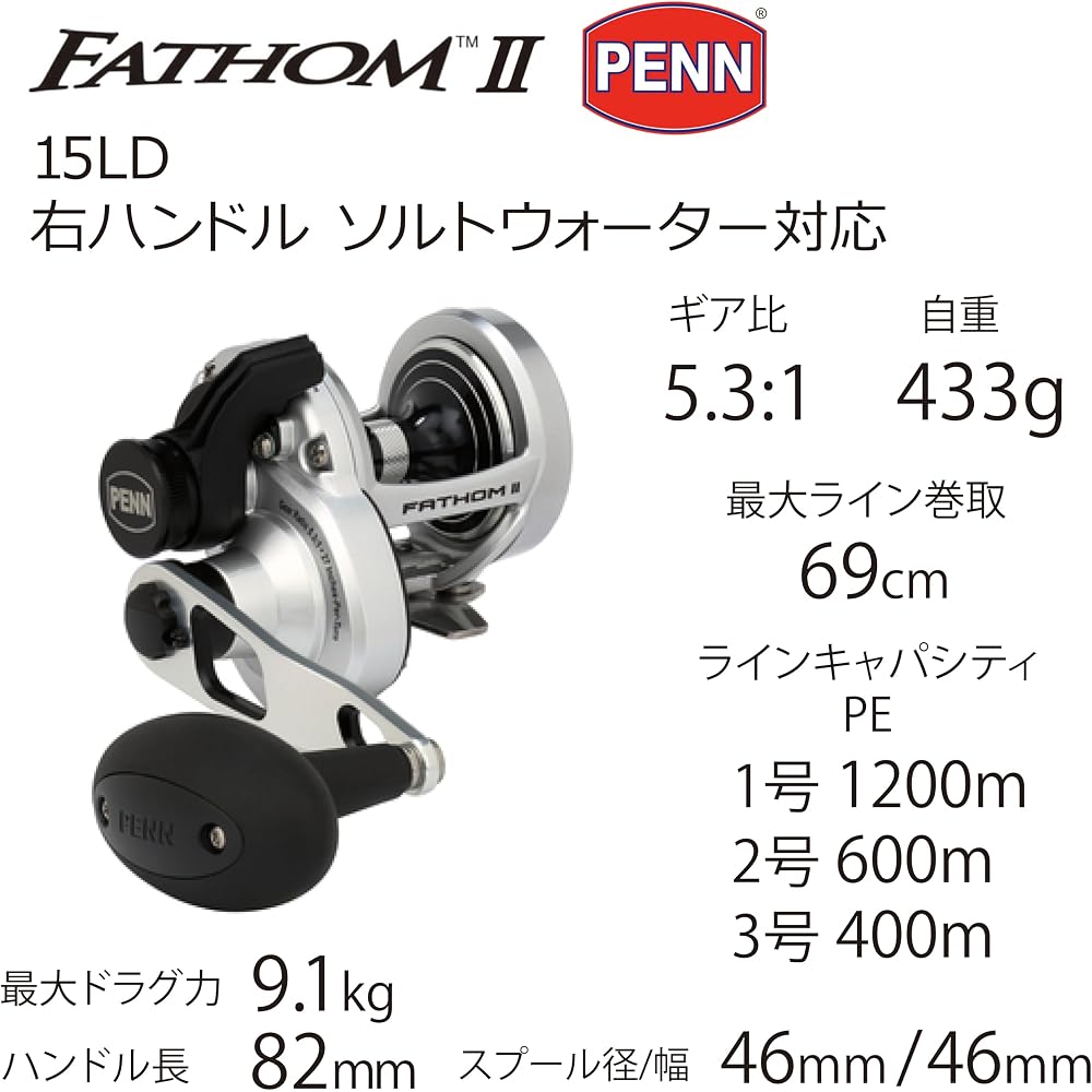 Рыболовная катушка Penn Fathom II 15LD для офшорного джиггинга