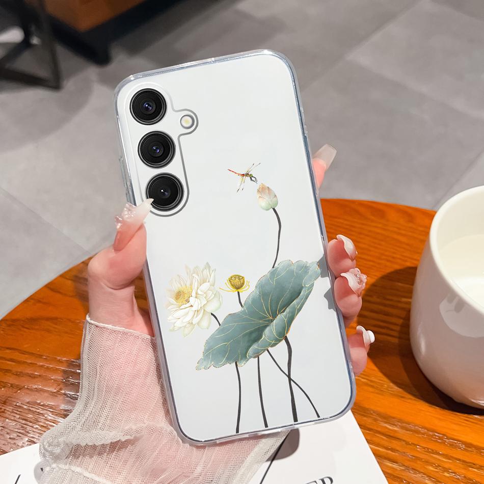 Чехол для Samsung Galaxy S25 FE Plus Ultra Прозрачный с рисунком цветов Задняя крышка для Samsung S 25 Ultra Мягкие противоударные чехлы для телефона