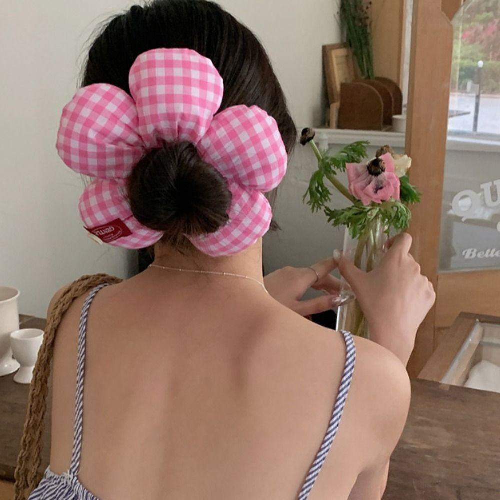 Cloth Flower Hair Scrunchies Sweet Oversized Hair Tie Exquisite Exaggerated Hair Ring Party
