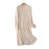 Women's Elegant Pearl Button Wool Dress - Autumn/Winter Knit, Half-High Collar, Loose Fit, Silk Luster Sweater