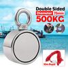 75mm 500KG Double-sided Fishing Magnets Round Hook Salvage Magnet Sea Fishing Equipments Holder with Ring 10M Rope