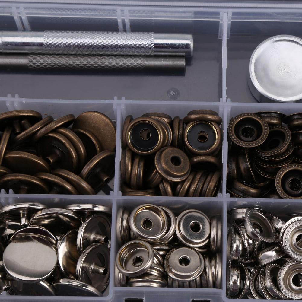 50 Sets Press Stud Snap Button Popper Fastener with Setting Tool for Leather 201#17mm