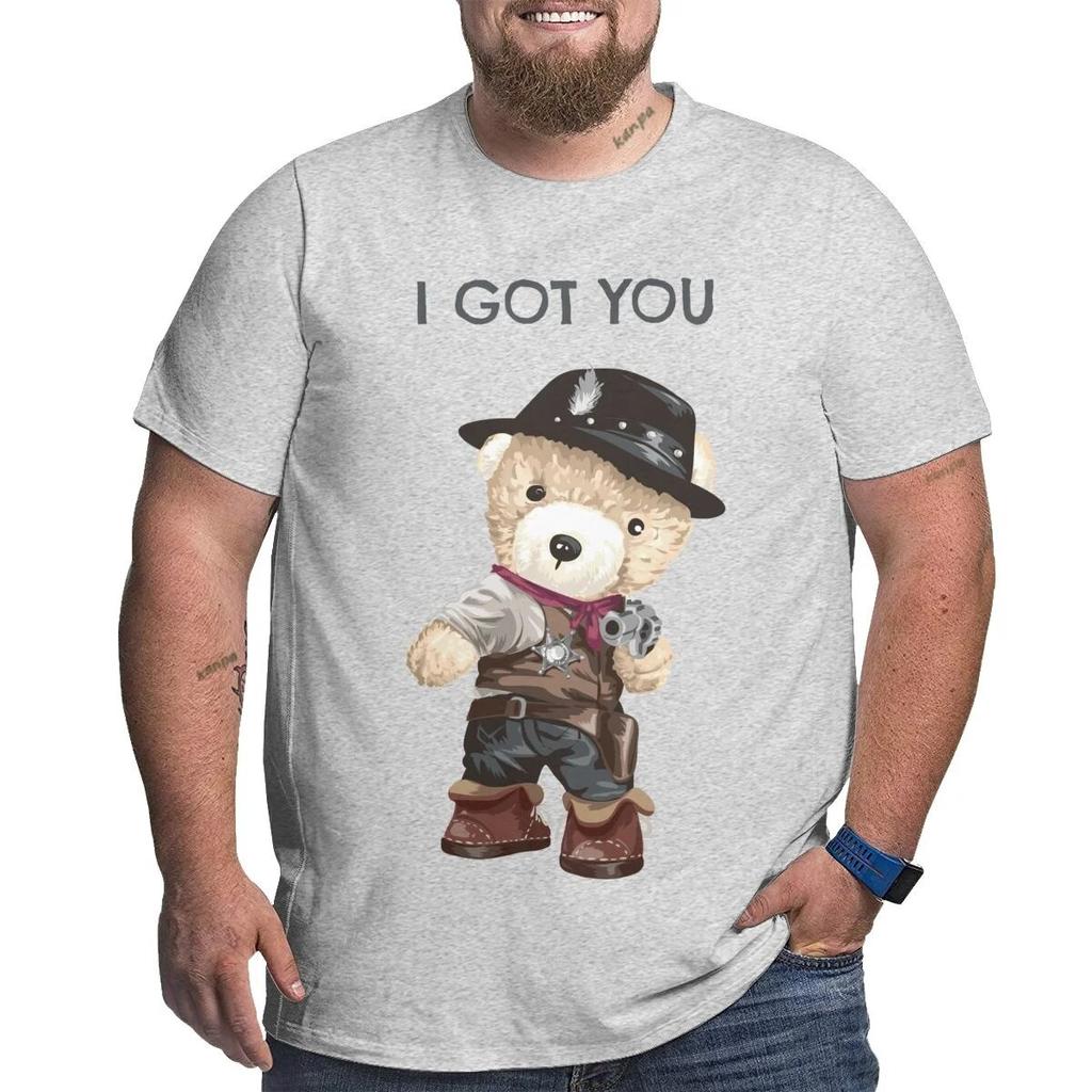 Plus Size S-6XL for 50-135KG Super Cool Cowboy Doll Bears Funny Printed Men T-Shirts Short Sleeves Summer Breathable Tees Clothing