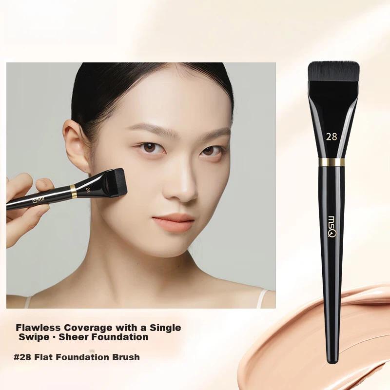 MSQ Piano Master No.28 Flat Foundation Brush, Flat Head, Non-Absorbent, for Liquid Foundation, 1 Pack
