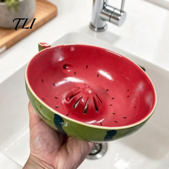 Керамическая кухонная утварь для дома, Миска для мытья ягод, Сливное отверстие с приподнятым центром, Дуршлаг для промывания фруктов, Подарок, Новый кухонный самовращающийся сервировочный дуршлаг, Настольный