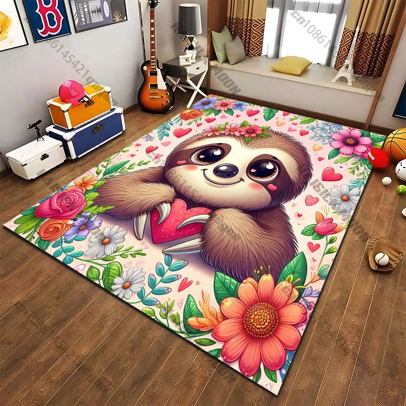 Love nature flowers cute sloth carpet Yoga living room room decor children's crawling mat doormat area rug games mat