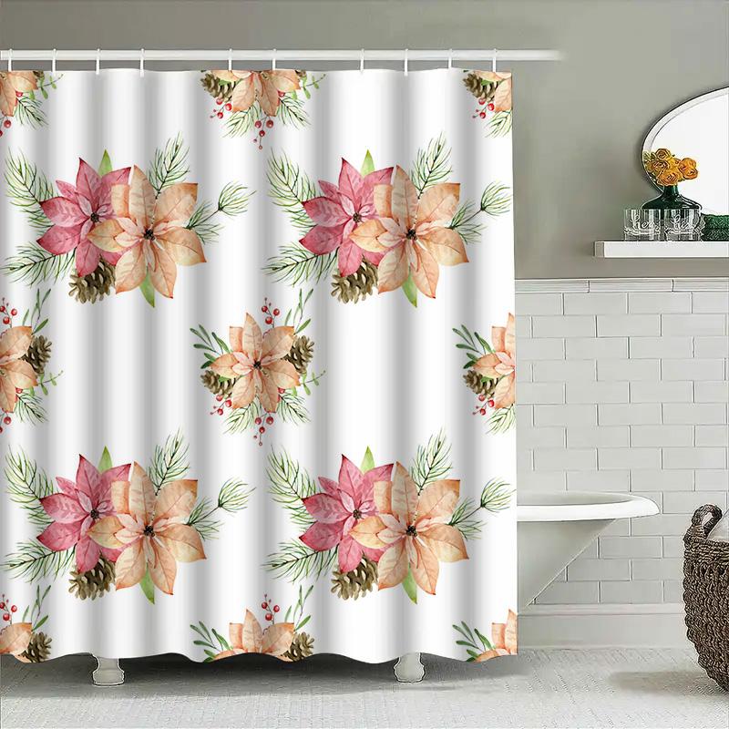 Расписанные вручную Рождественские цветы Занавеска для душа Водонепроницаемый Домашний декор Аксессуары для ванной комнаты Кухонное полотенце Занавески для ванной с рисунком При
