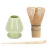 Kipzeui Japanese Matcha Set, 3-Piece Set with Bamboo Chasen, Whisk, and Ceramic Stand, Blue