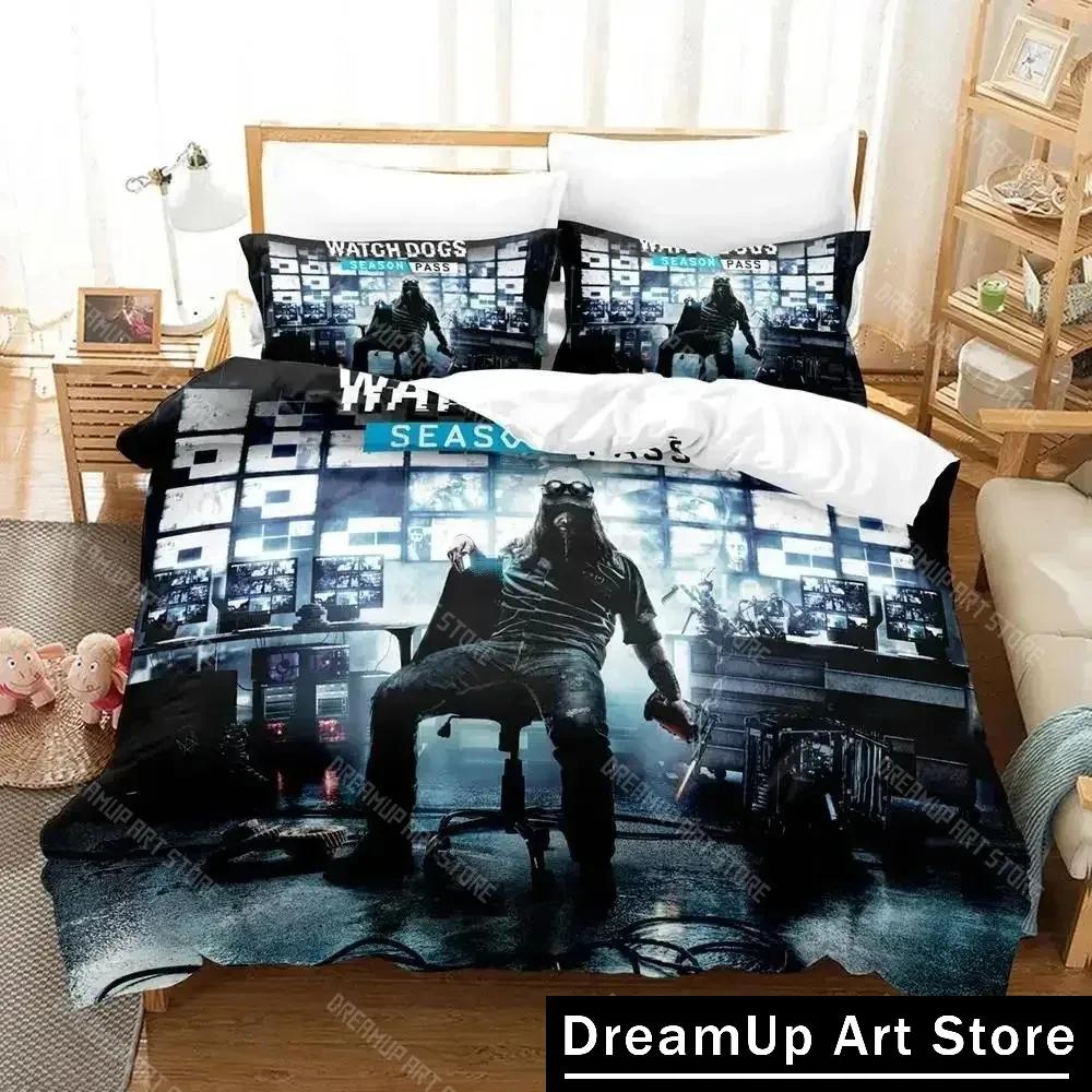 Новый комплект постельного белья Watch Dogs Мультяшный Аниме Трехсекционный Комплект Взрослый Ребенок Спальня Комплекты Пододеяльников 3D Игровой Watch Dogs Домашний Текстиль