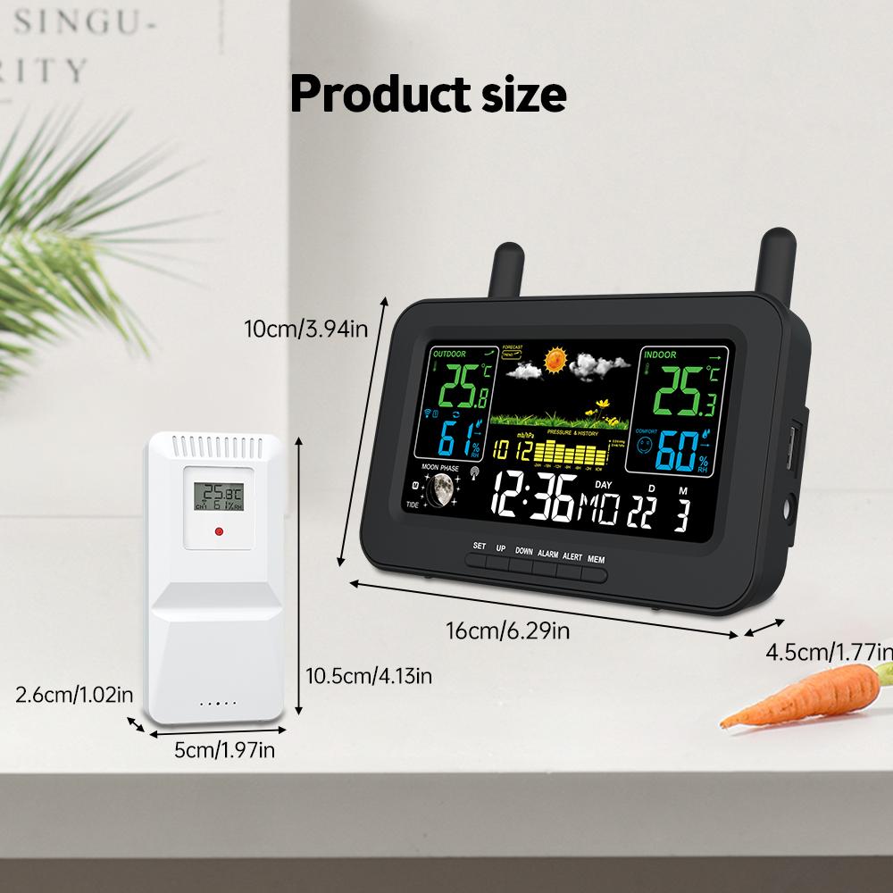 Метеостанции Беспроводные внутренние наружные термометры Цветной ЖК-дисплей Температура Влажность