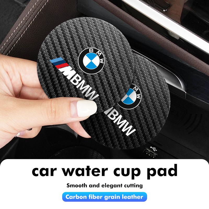 WQQ23 2pcs Car Coaster Water Cup Holder Anti-Slip Pads Accessories For BMW 1 3 5 7 Series M F01 F20 F10 F13 E52 E53 E60 E93