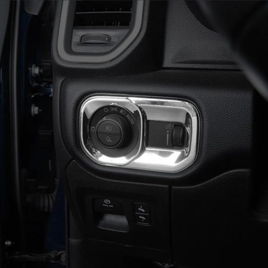 For -2025 Dodge Ram 1500/2500/3500 Chrome Headlight Switch Panel Cover Trim
