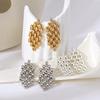 Серьги Flashbuy золотого цвета для женщин, очаровательные винтажные полые металлические серьги-подвески с цепочкой для женщин, девушек, для вечеринки, с циркониевыми аксессуарами