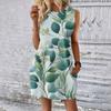 Women's Casual And Fashionable Round-neck Sleeveless Printing Mid Length Dress