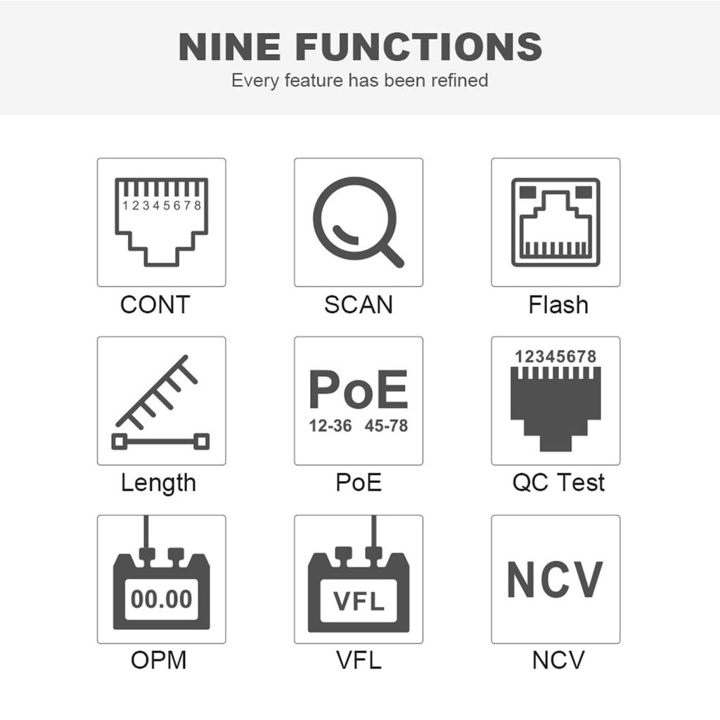 Оптический измеритель проводов, тестер кабеля, ЖК-дисплей, цифровой сетевой тестер, перезаряжаемый сетевой искатель линий, многофункциональный тестер проводов, PoE-тестер с черным и синим цветом