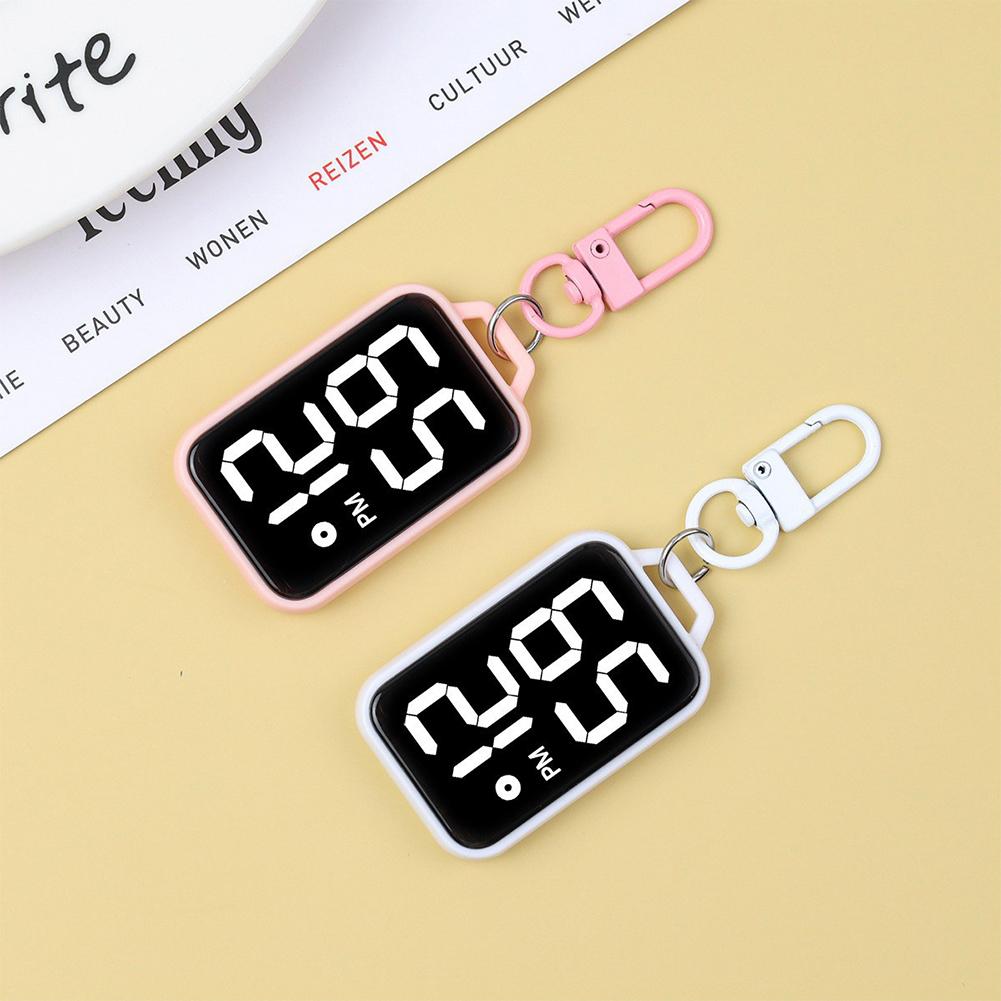 Square LED Keychain Pendant Mini Watch Cartoon Digital Wall Watch Electronic Watch Student Kid Present