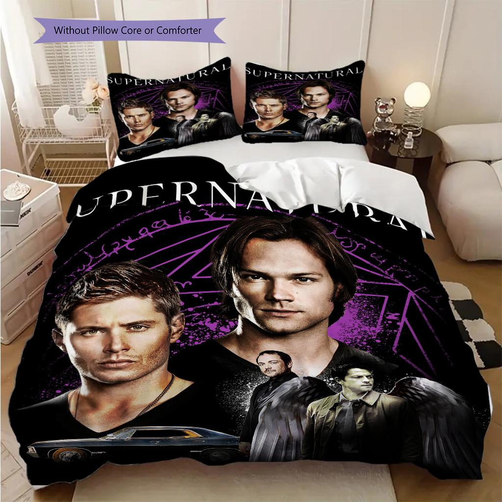 Supernatural Mysteries Bedding (1 * duvet cover + 2 * pillowcase, without core) 2D Flat Christmas birthday gift Duvet cover and pillowcase