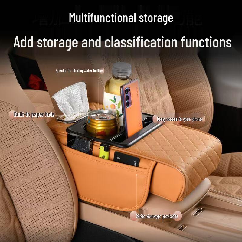 Универсальный автомобильный подлокотник 4-в-1: Усиленная, утолщенная конструкция с отсеком для хранения электромобилей.