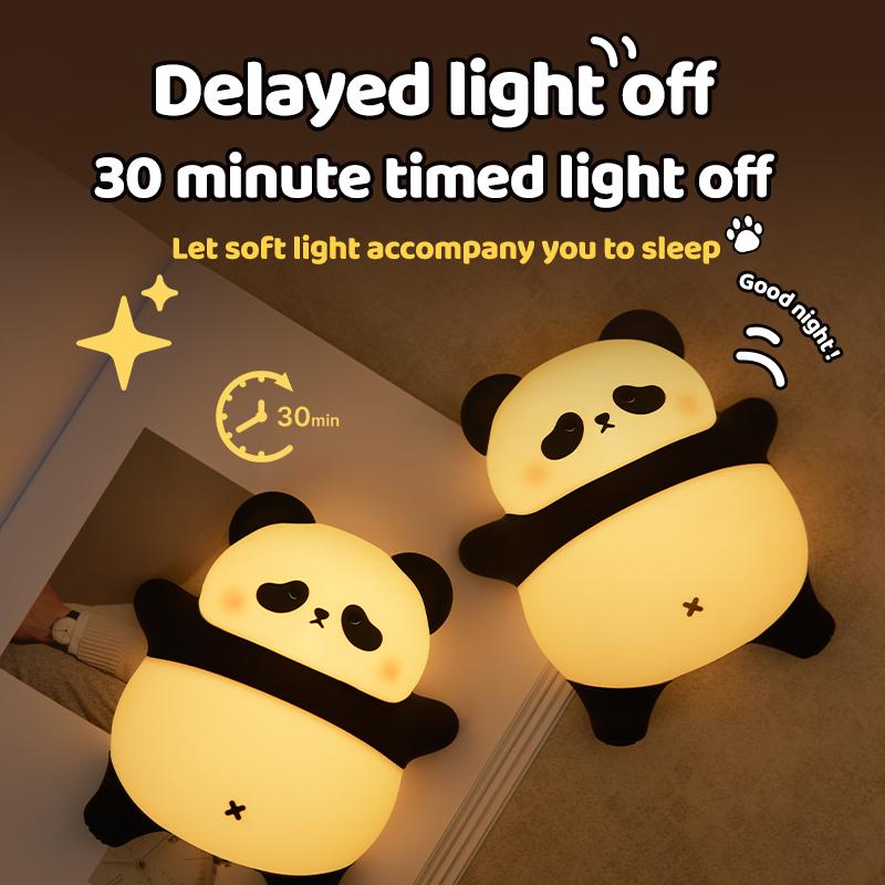 Lying Panda LED Night Light Touch Sensor Cartoon Kid's Nightlights Silicone Holiday Christmas Gift Bedside Lamp Bedroom Decor