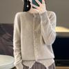 Женский кашемировый кардиган с круглым вырезом, кашемир Цинхэ, 30% кашемир, 70% шерсть, зимний вязаный пуловер, осенний свитер, кашемировый свитер