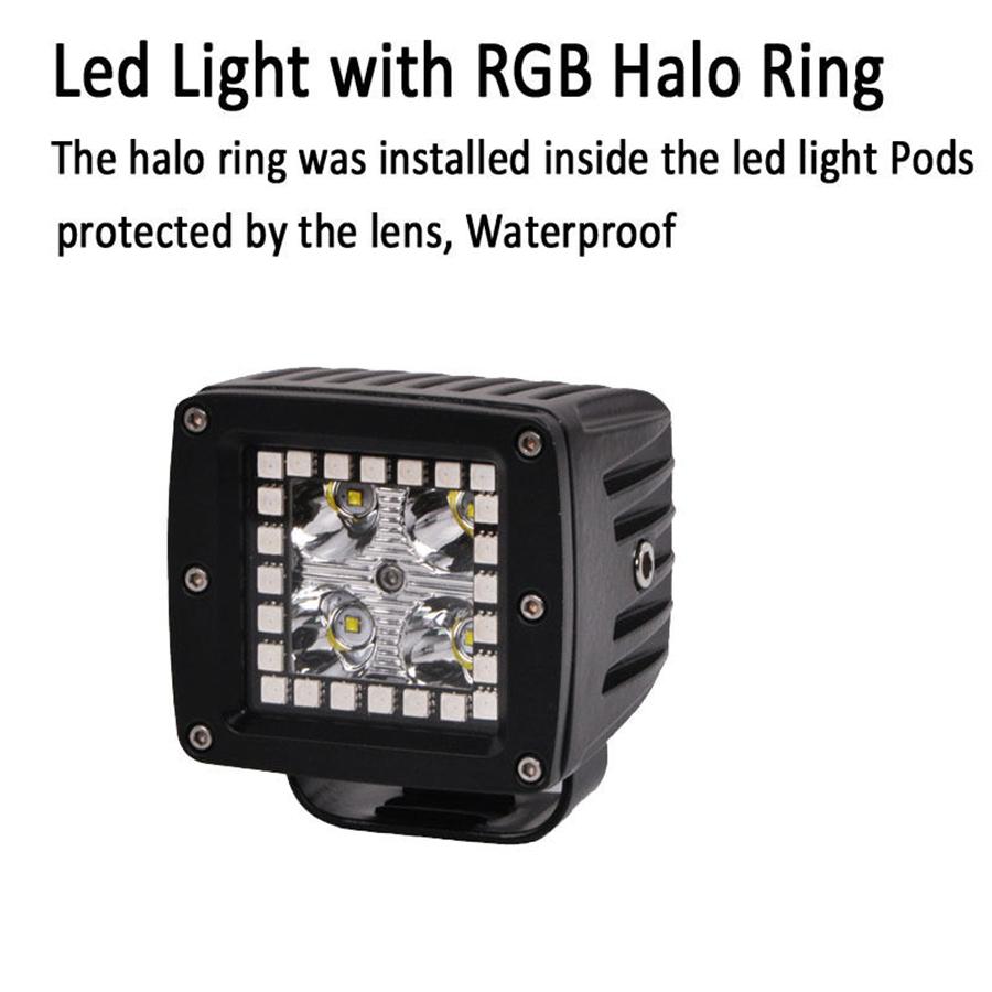 Пара 3X3 дюйма 24 Вт точечных кубических модулей светодиодная рабочая световая панель с RGB ангельскими глазками