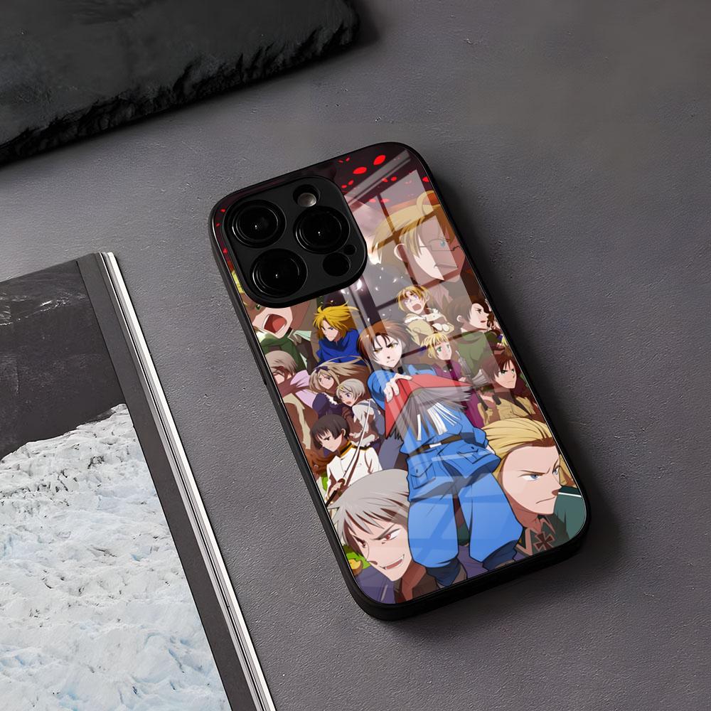 Чехол Hetalia Axis Powers для iPhone 17 Air 16 E Pro Max 15 14 13 Mini 12 Pro 11 Max Plus, черное стекло.