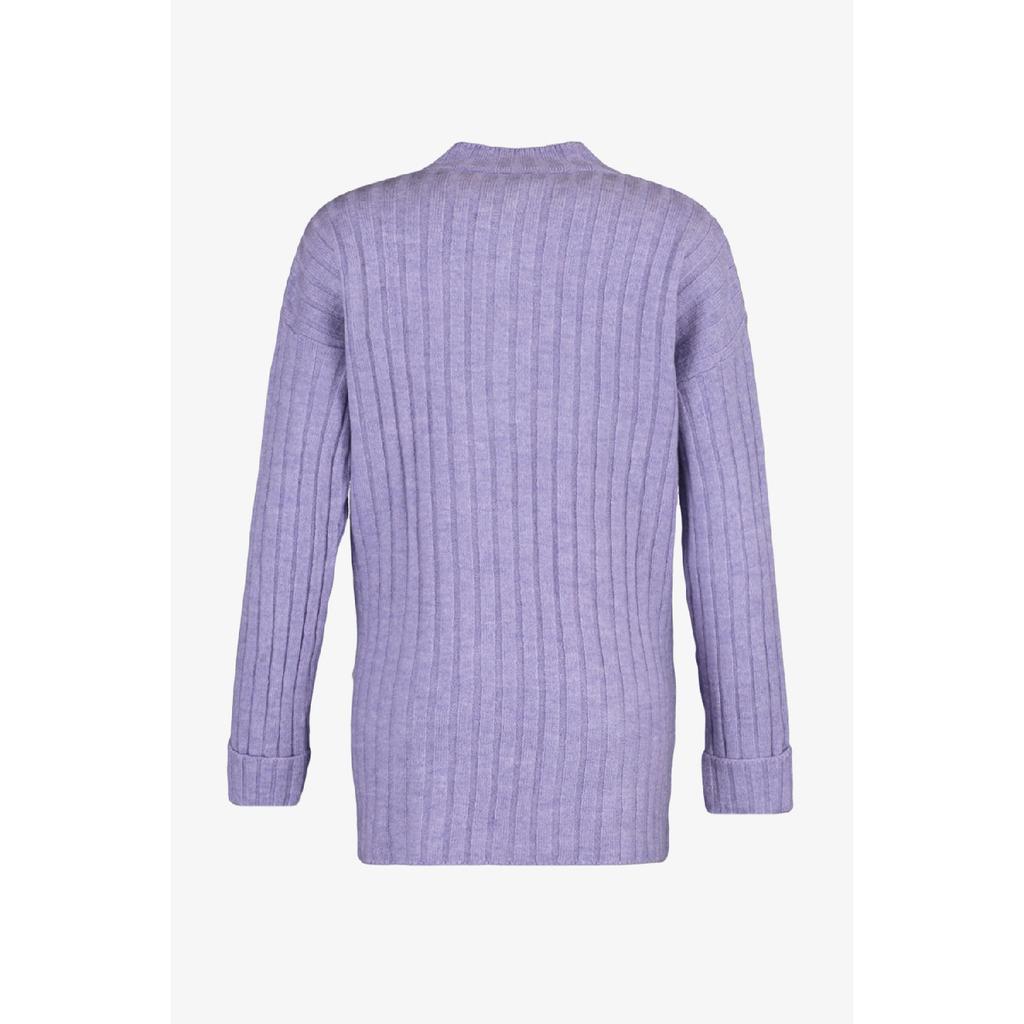 Трикотаж в рубчик с сиреневым воротником на пуговицах Tctaw23ak00035