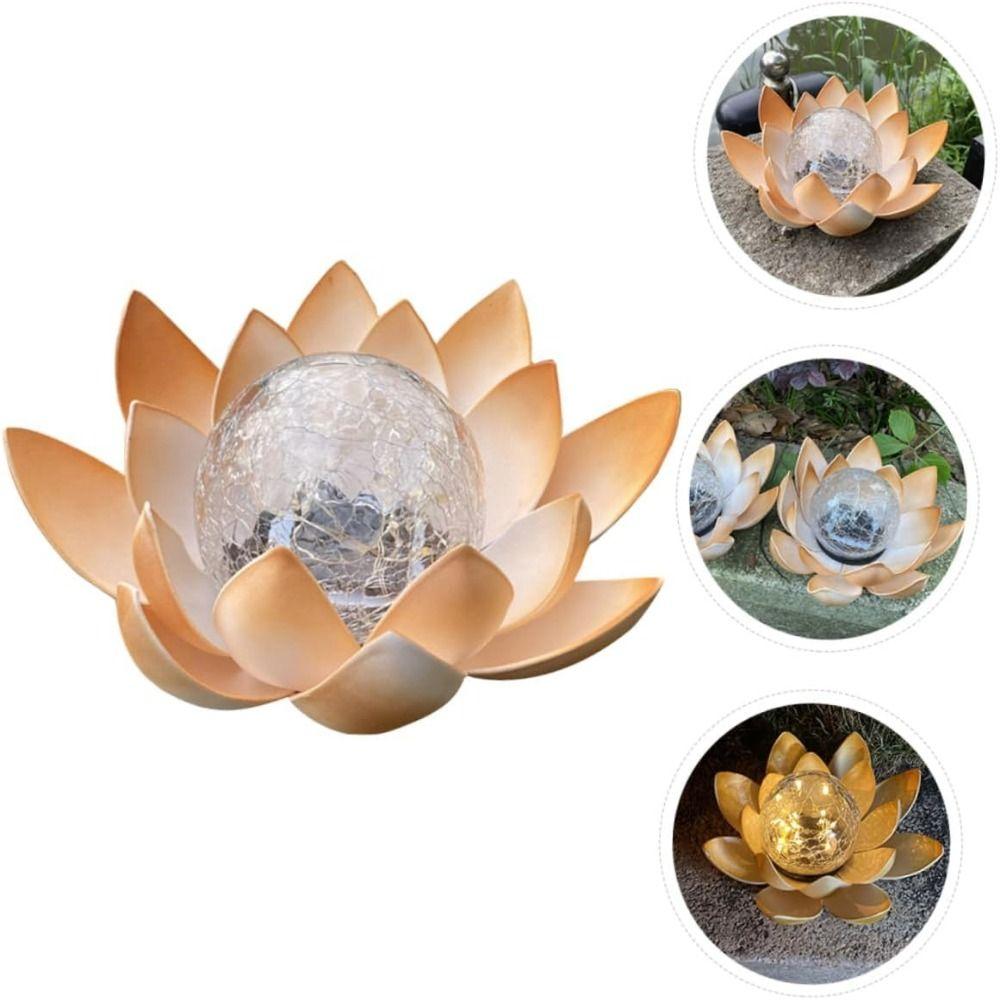 Lotus Shaped Solar Lotus Light Cordless Sculpture Garden Lamp Garden Solar Lights Home Decoration