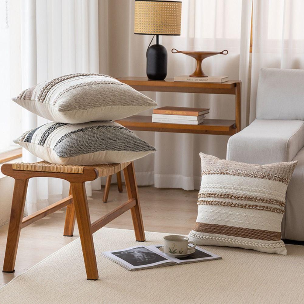 Декоративные наволочки 18x18 дюймов, полосатый узор, большие диванные подушки, спальня