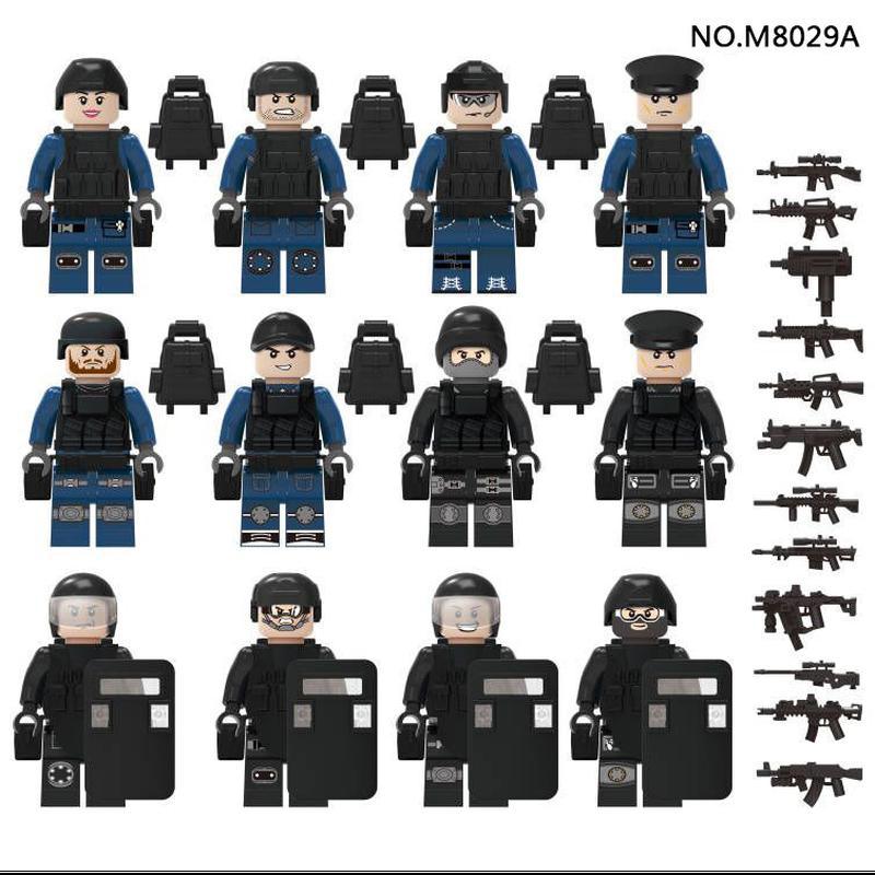 M8029A Military Building Block Set Border Patrol Assault Force Minifigure Building Block Toys