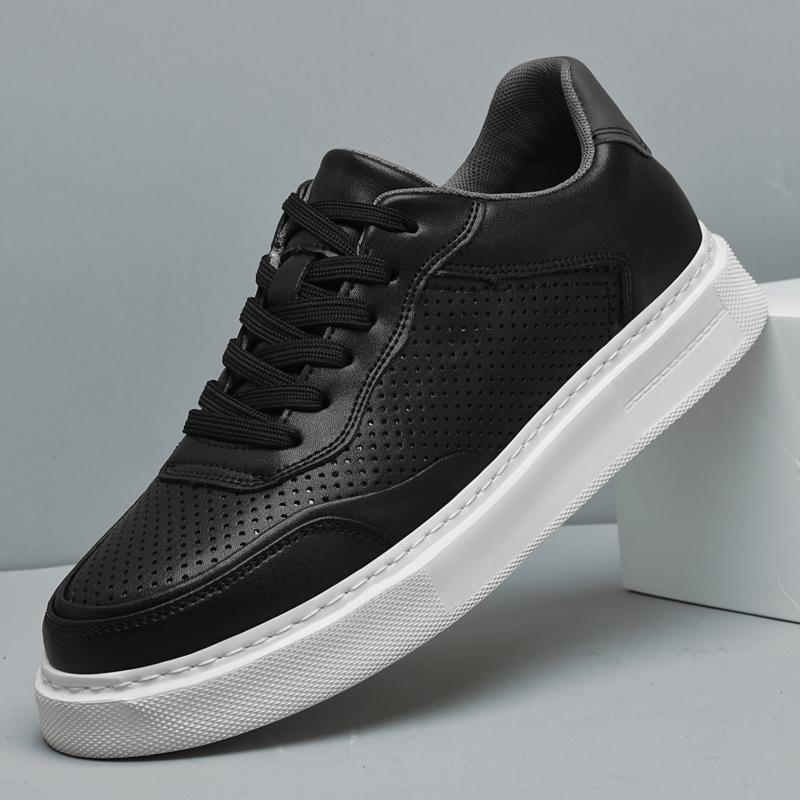 Fashion Punching Leather Casual Board Shoes Convenient Perforated Breathable Holes Men Low Leather Oxford Shoes 2025 Summer Men Sneakers