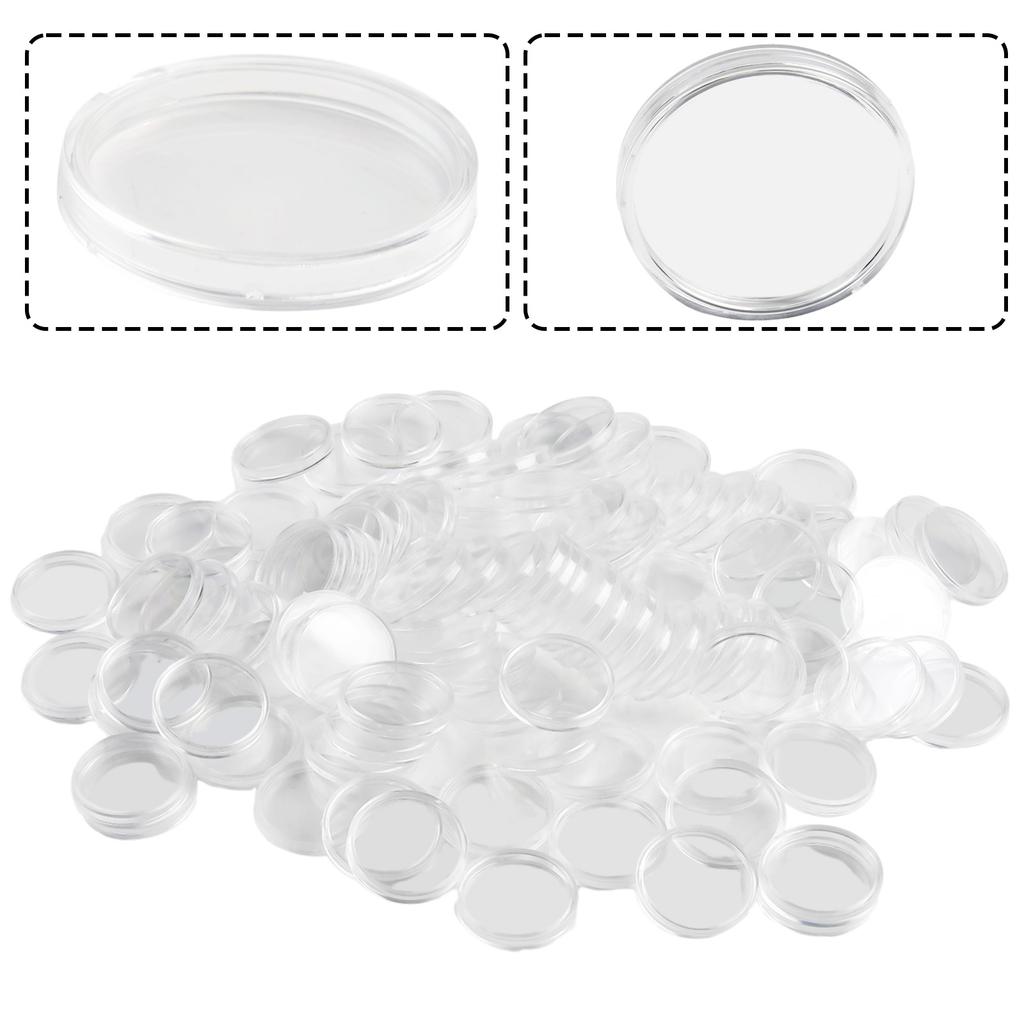 100Pcs Round Coin Cases, Transparent Plastic Capsules Holder, 34mm Inner Diameter, Preserve and Showcase Your Collection