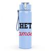 1 шт. Bichette D'Amour Печать французским текстом 750 мл Цветная пластиковая спортивная бутылка для воды Герметичная крышка с откидной соломинкой Подходит для спорта, офиса, дома