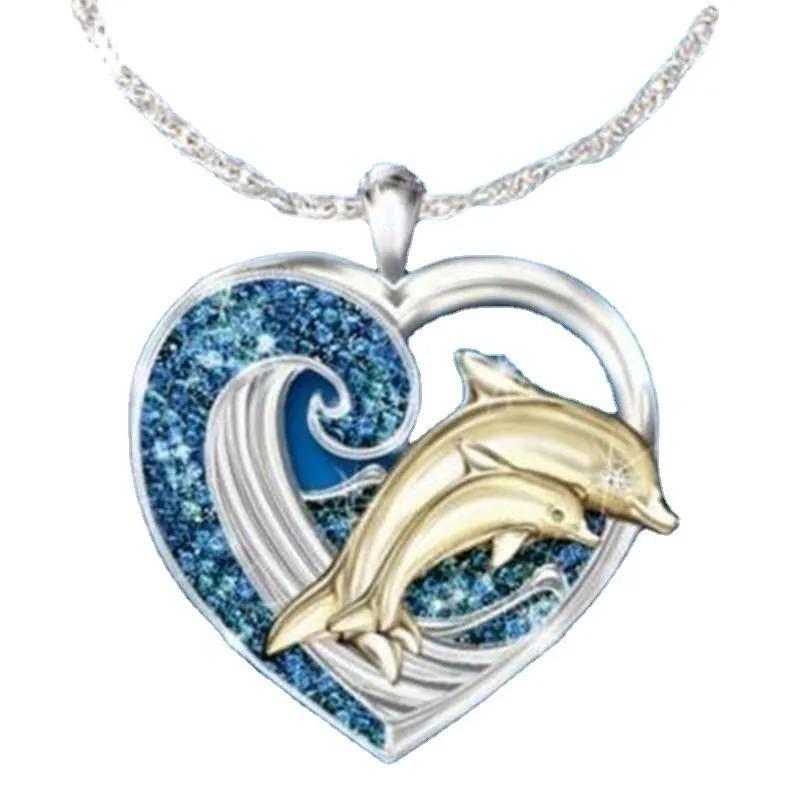 Heart Shape Dolphin Necklace Women's Pendant Necklace
