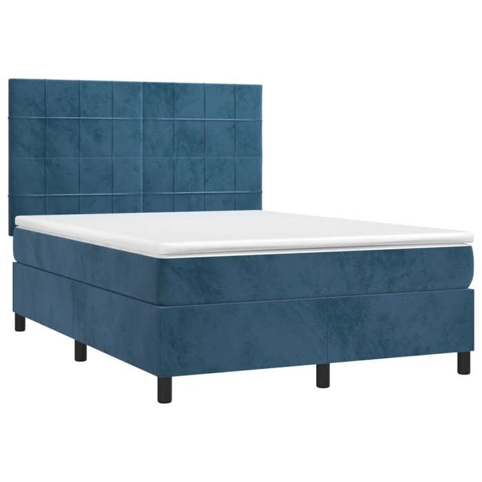 Maison Exclusive - Sommier à lattes de lit et matelas Bleu foncé 140x190cm Velours