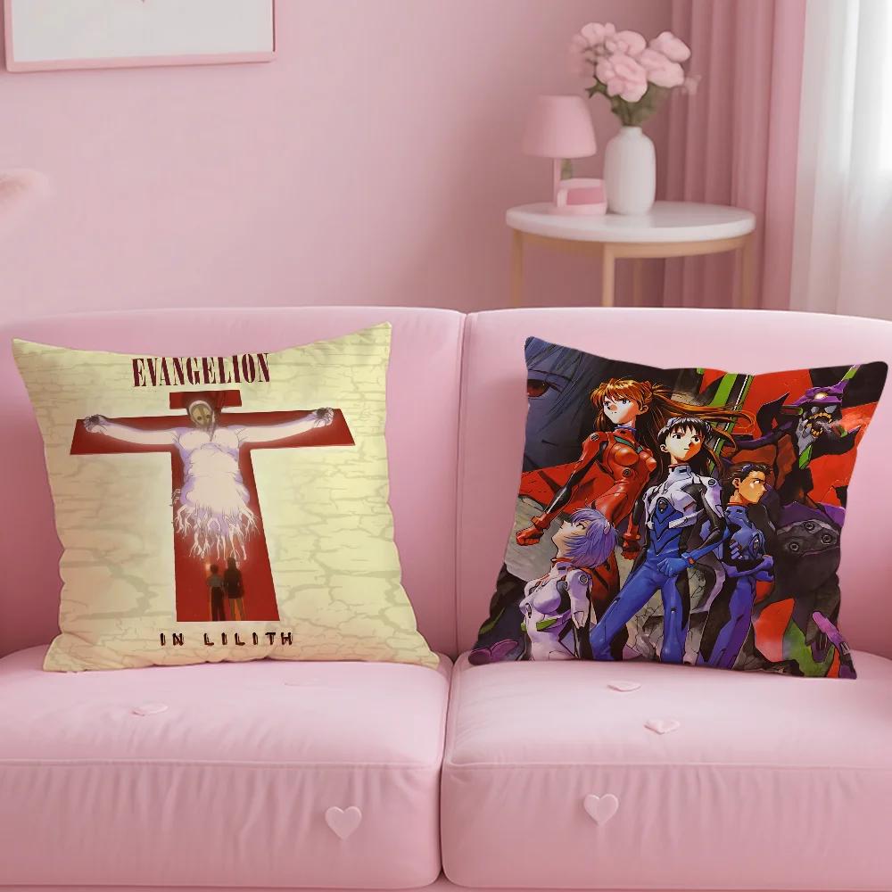 Covers Cartoon Neons Genesis E-Evangelions Anime Anti-Dustmite Pillowcase Invisible Zipper Silky Short Plush Sofa Cushion Cover