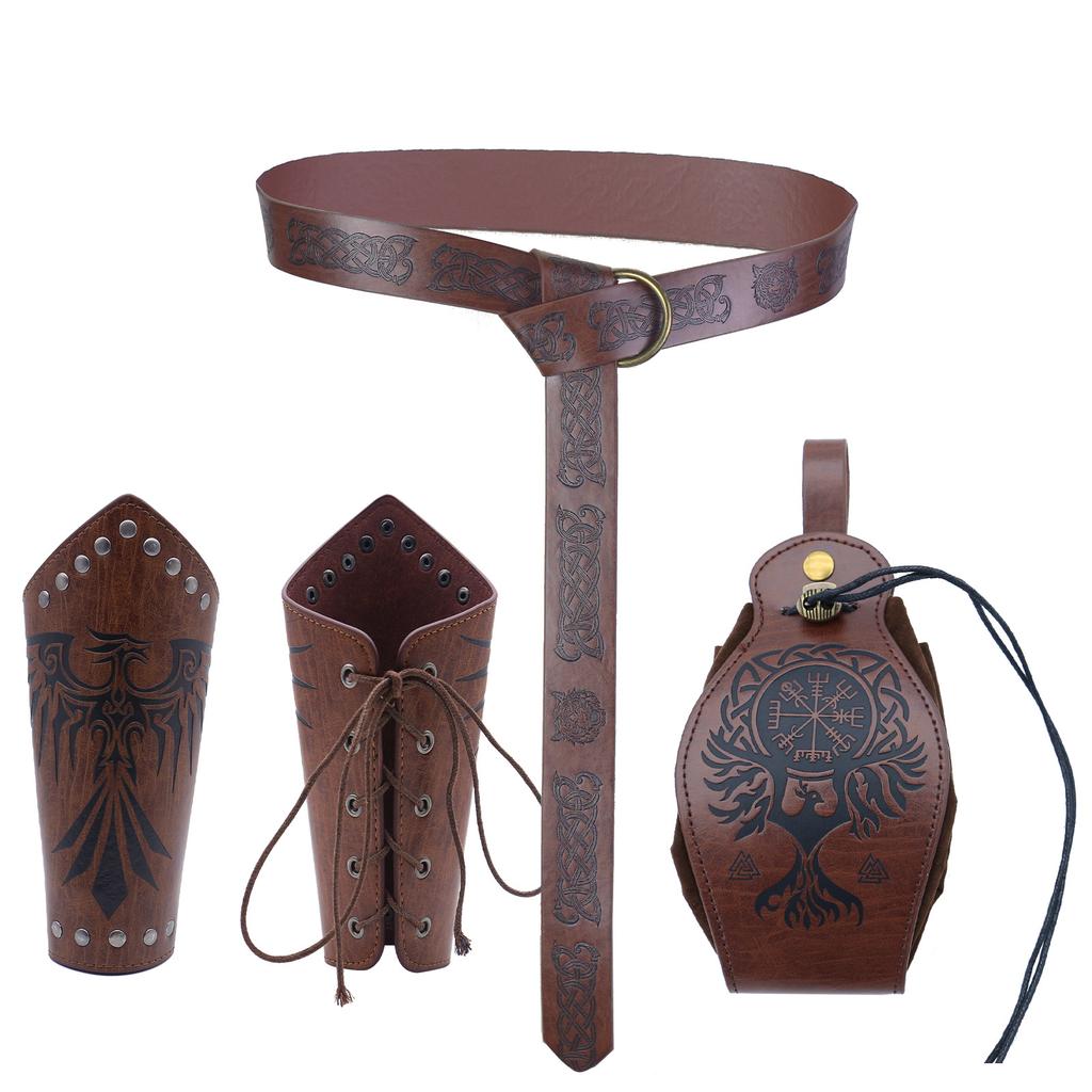 Medieval Knight Pu Belt Viking Vintage Bag Bag Halloween Cosplay Costume Dress Up Props