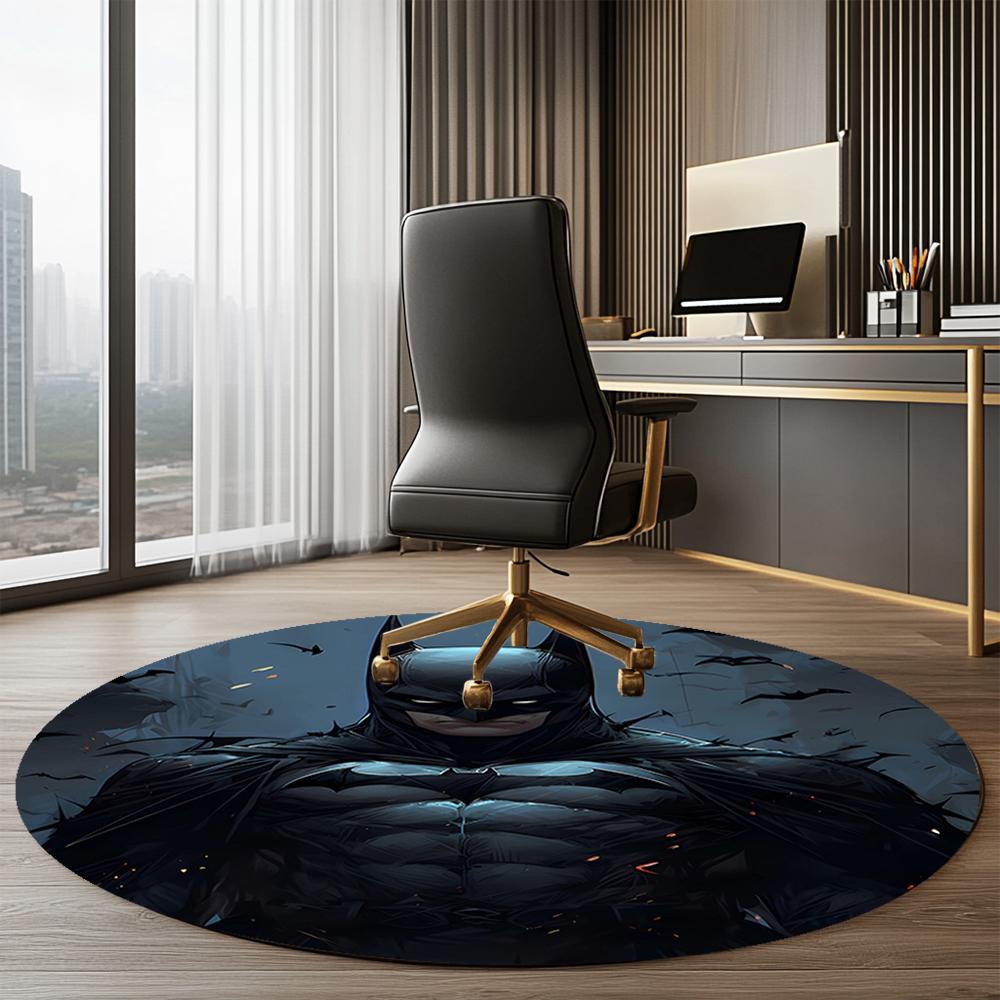 Batman Printed Round Rug Carpet Chair Rug Area Rug Entryway Doormats,for Office Chair Living Room Bedroom Kitchen Room.